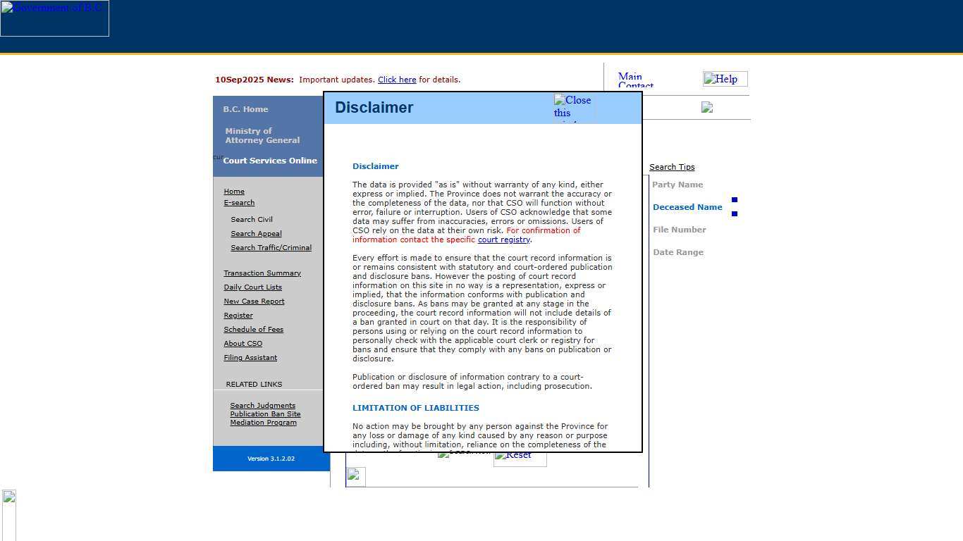 CSO - Search Civil By Deceased Name